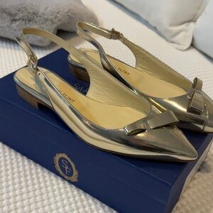 Sarah Flint Metallic Gold Slingback Flats